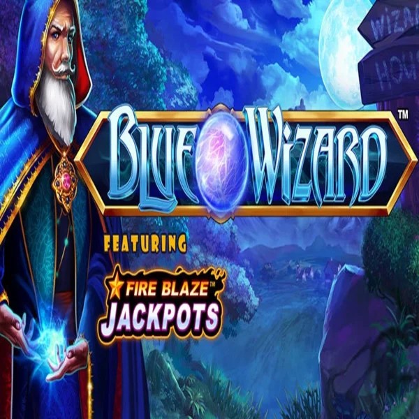 Blue Wizard Fire Blaze Jackpots logo – Slots by Rarestone Gaming at Lucky 7 Casino
